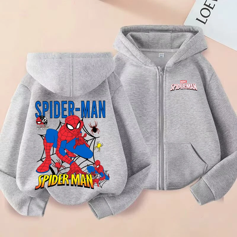 Zipper Hoodies Boys Cute SSpider Hooded Cardigan Kids Winter Spring Autumn Jacket Top Children Fashion Long Sleeves Clothes Gift