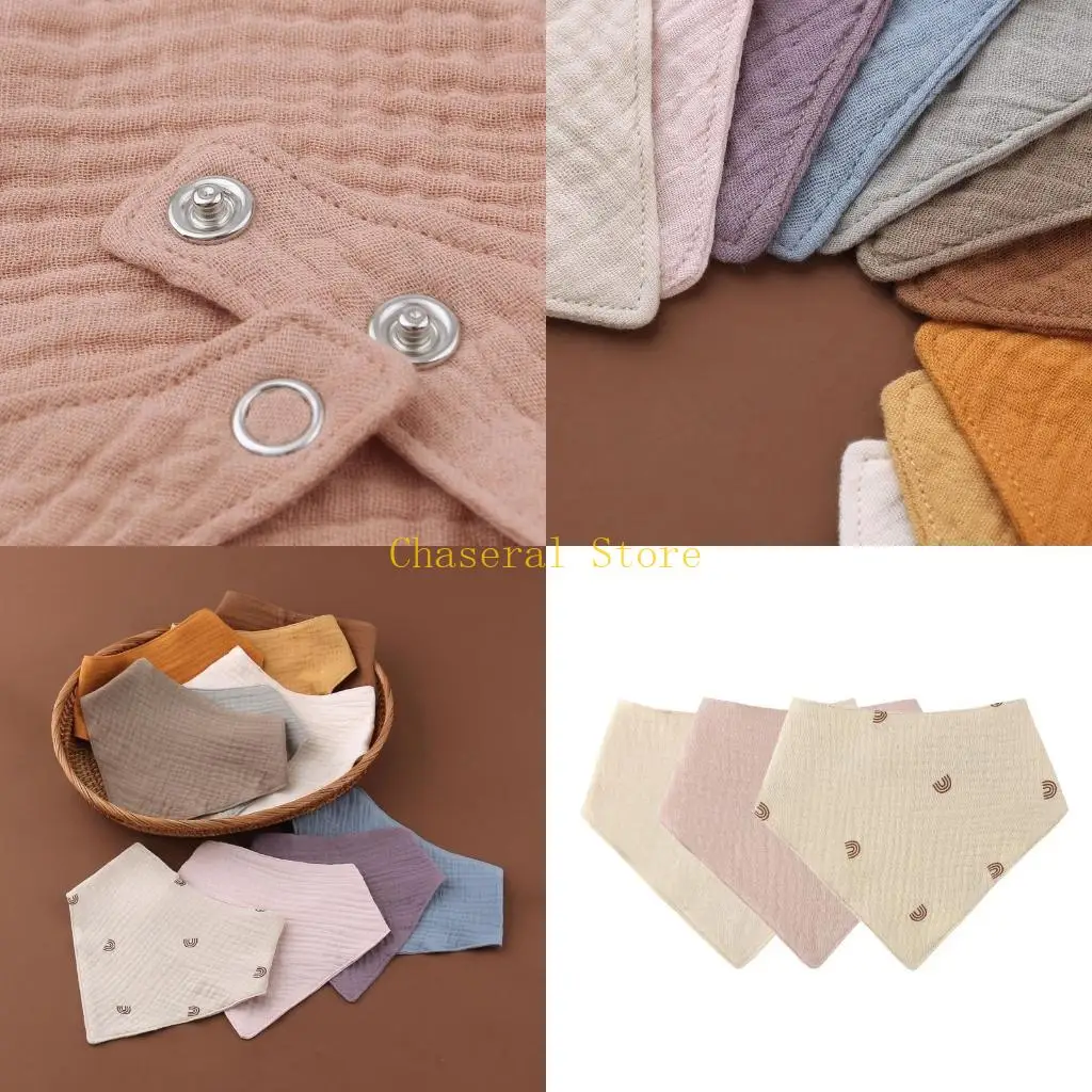 

E7ce 3pcs baby bibs muslin cotton newborn snapbet spect для треугольника слюна полотенце полотенце вырывка для кормления слюни
