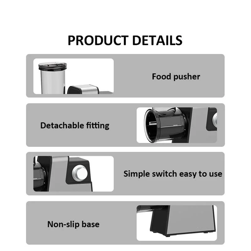 Электрическая овощерезка и мясорубка 5-в-1, многофункциональный кухонный комбайн, малошумная мясорубка и овощерезка