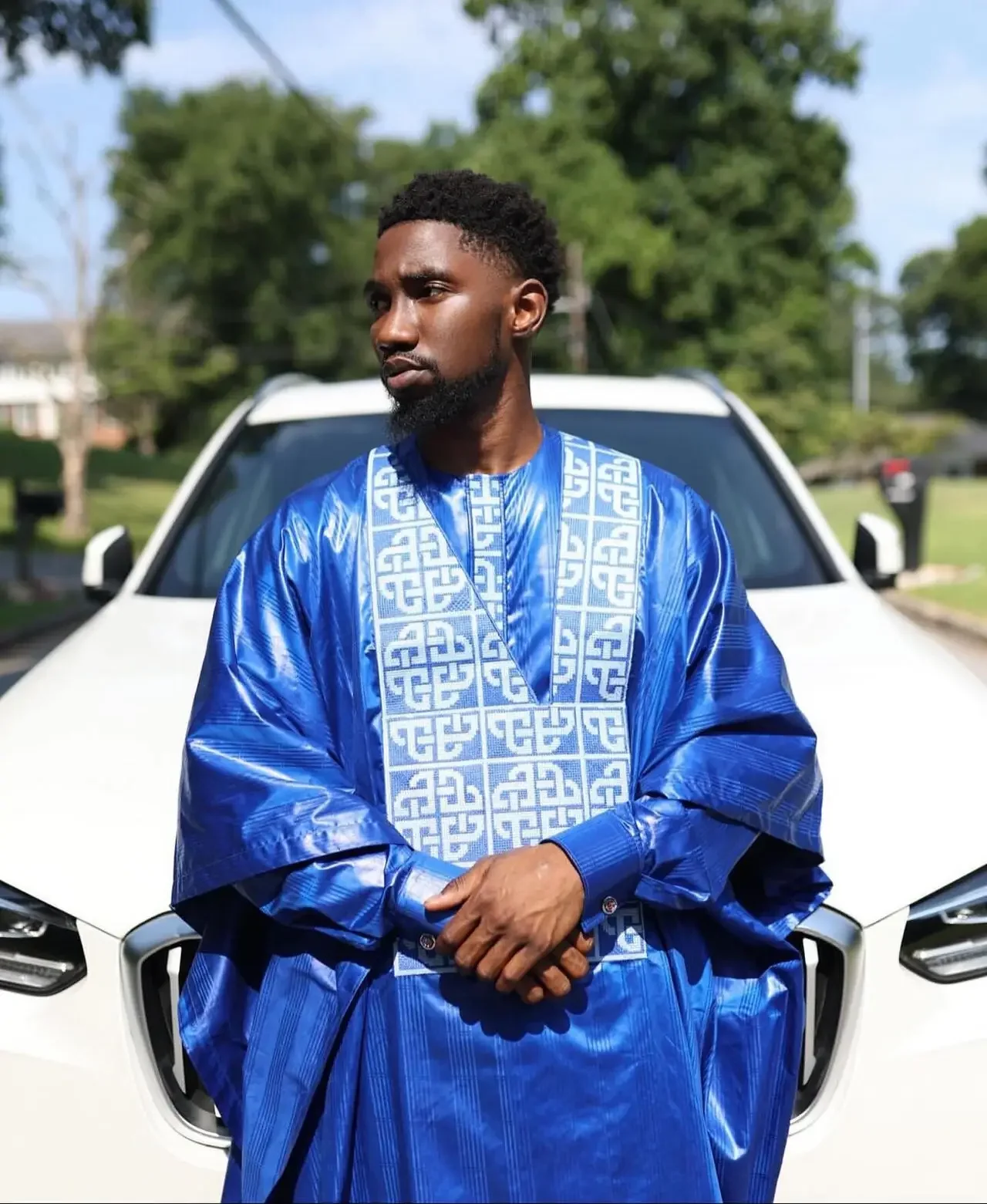 African Clothes For Man Bazin Riche Embroidery Design Top Long Sleeve 3 Piece Set