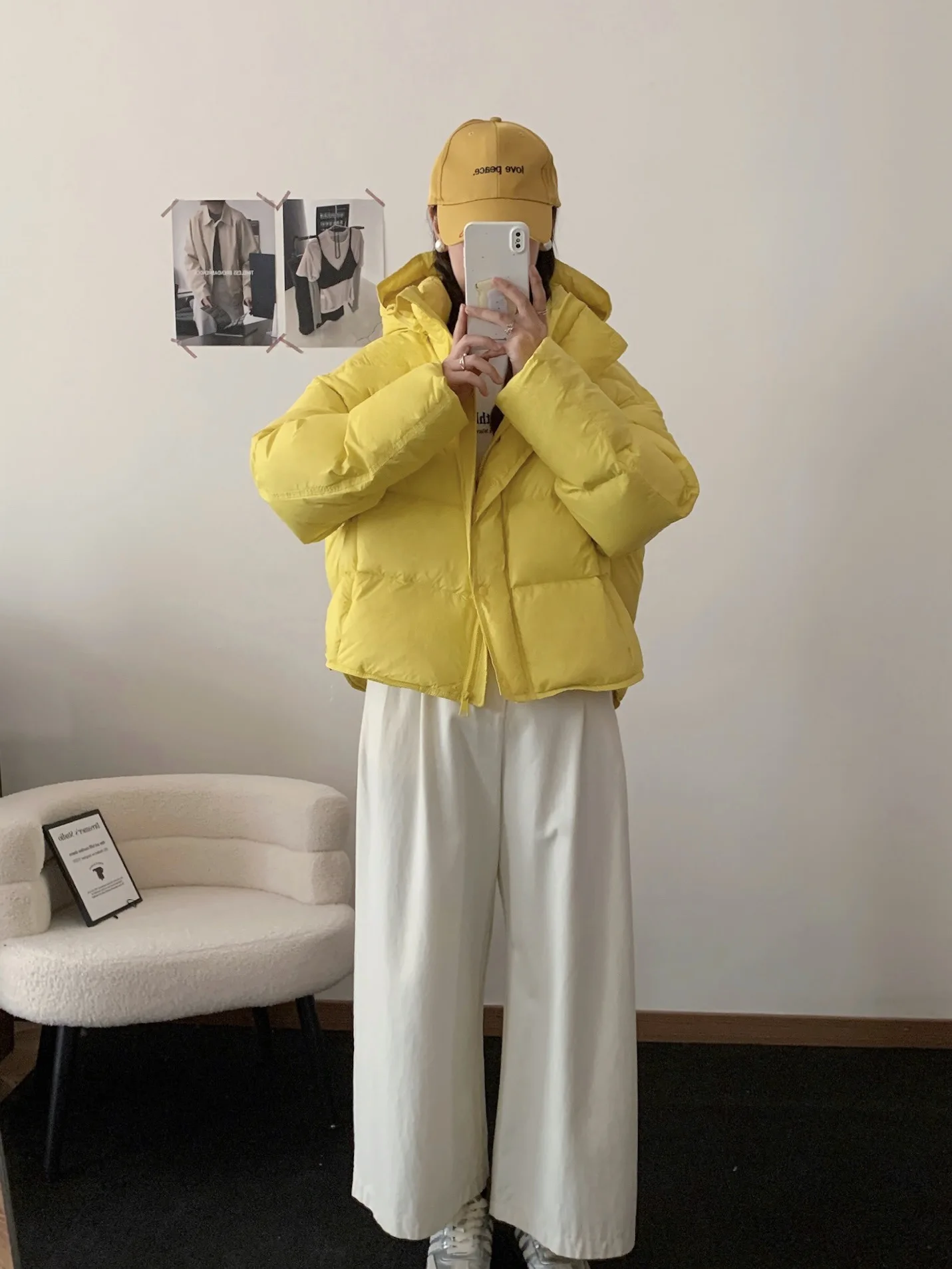 Korean Cropped Hooded Down Jacket for Women Winter Thickened White Duck Down Coats Woman Solid Color All Match Puffer Jackets