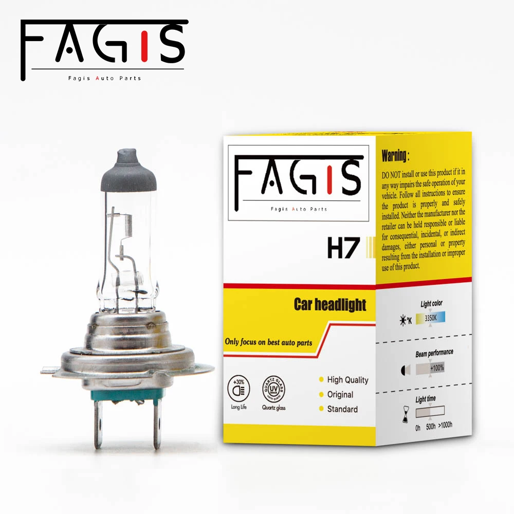 

Fagis 1 PCS H7 12V 55W 3350k Warm White Car Headlight Auto Halogen Bulbs Car Fog Lights