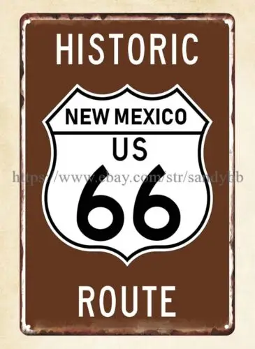 Ideas de decoración de dormitorio, cartel histórico de la Ruta 66 de Nuevo México, cartel de chapa de metal