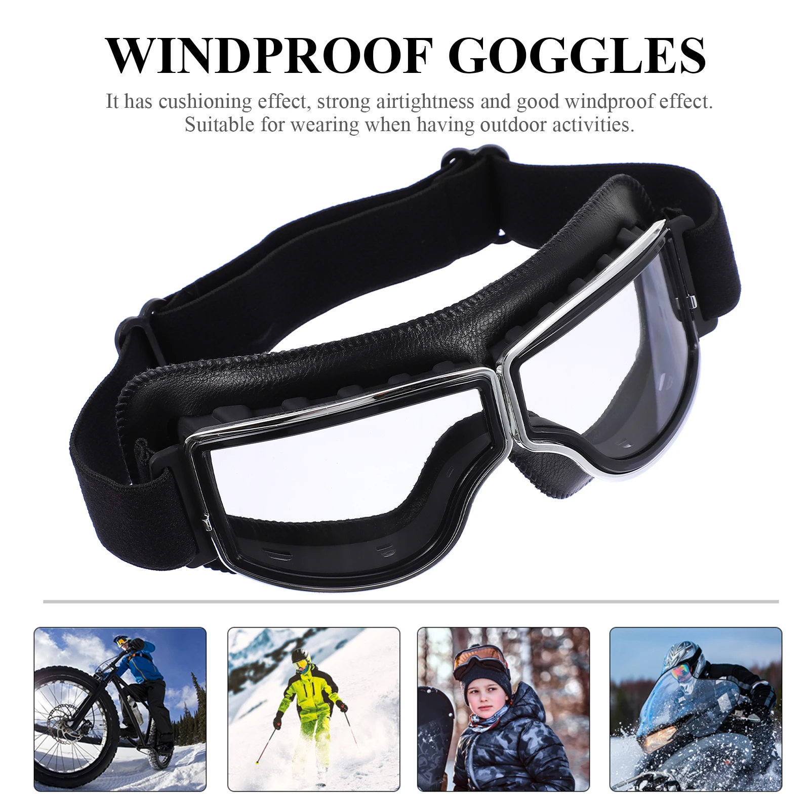 

Motorcycle Goggles Vintage Cycling Eyes Protector PC Lenses Durable Frames Adjustable Straps Windproof Outdoor Supply Protective