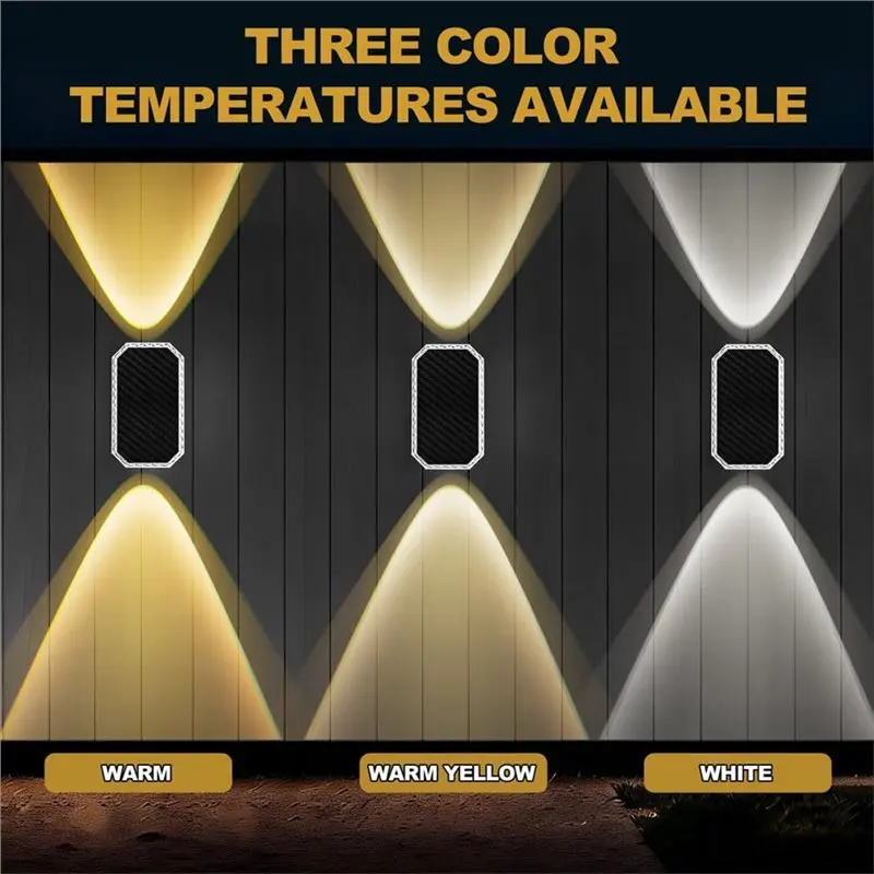 L60A For Backyard Patio Porch Outdoor Solar Fence Lights 2PCS 3-Color Temperature Wall Lighting With Dual Focused LED Up/Down