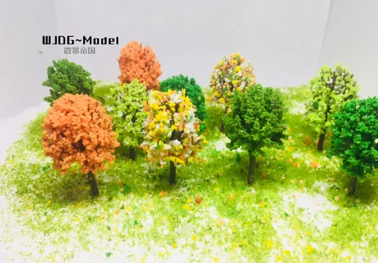 Military scenario simulation train railway construction layout is5 cm garden landscape tree model diy material