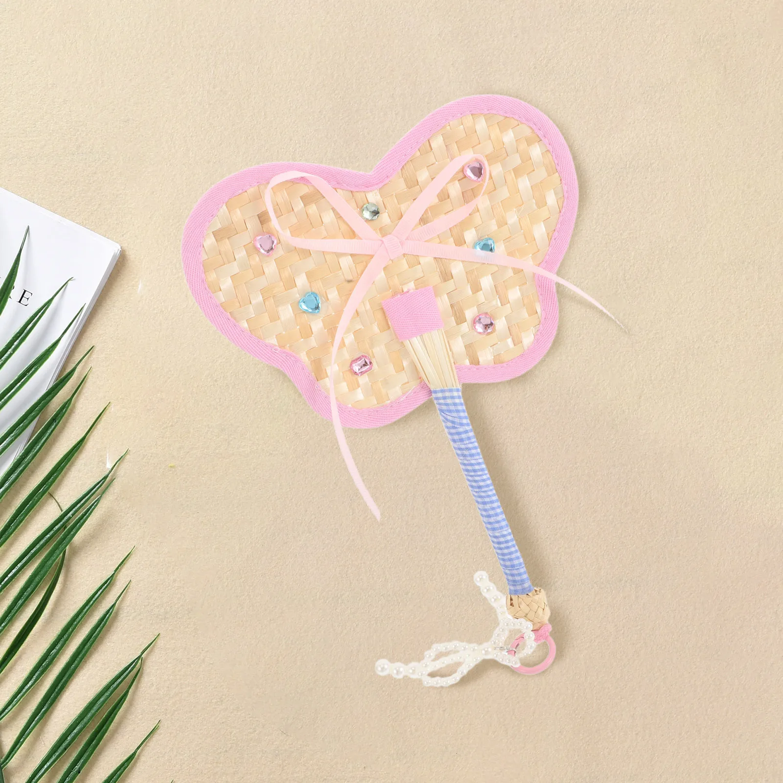 

Handwoven Colorful Butterfly Shaped Fan Portable Handheld Cooling Fan for Summer Travel Wedding Home Decoration