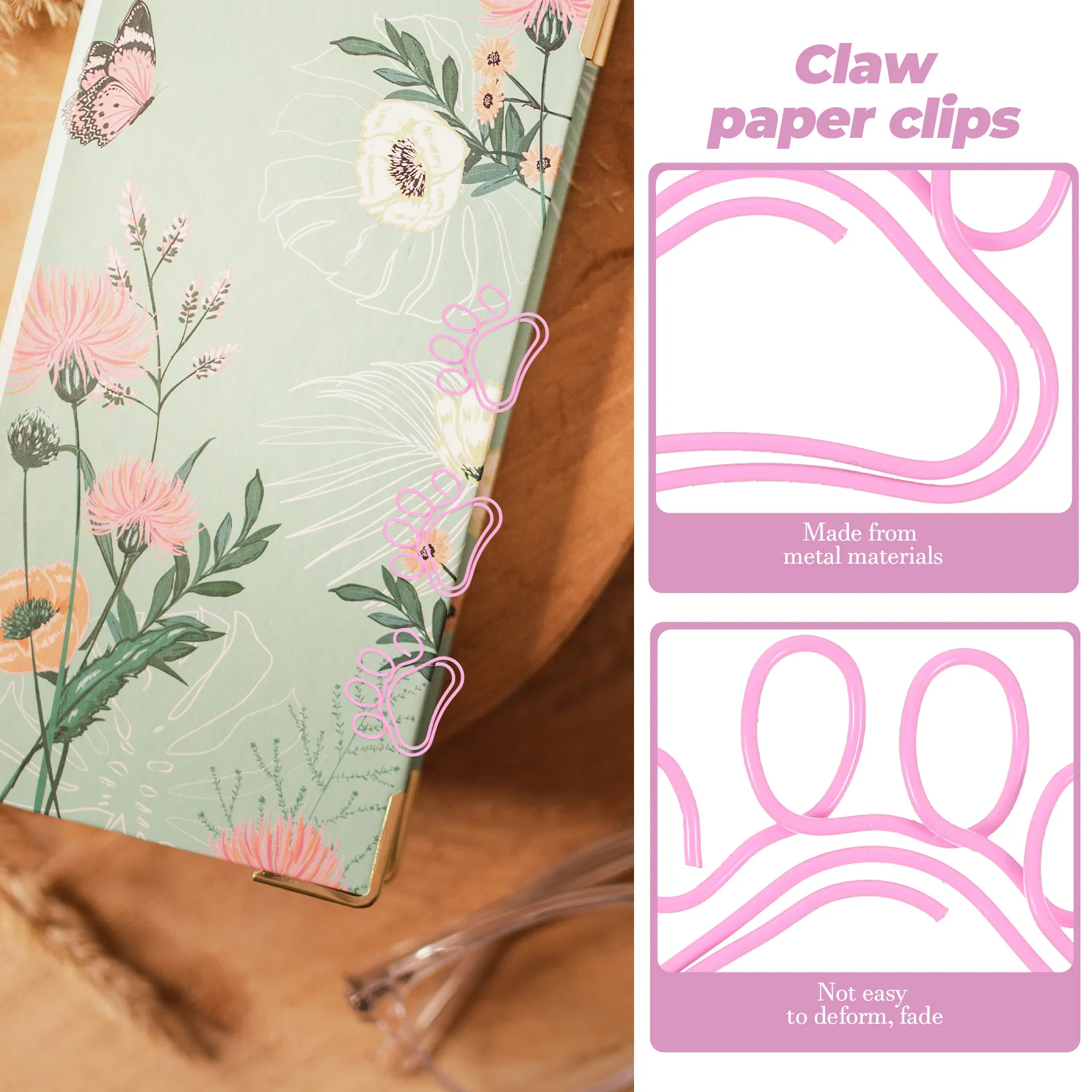 

20 Pcs Cat Claw Paper Clip Clips Cute Paperclips Folder for Document Metal Paperwork Office