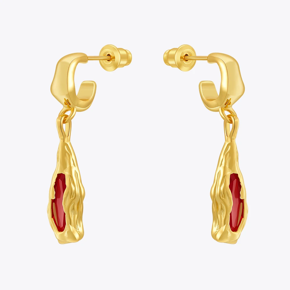 

ENFASHION Aretes Imitation Ruby Lava Drop Earrings For Women's 18K Gold Color Earrings Stylish Fashion Jewelry Dating E241546