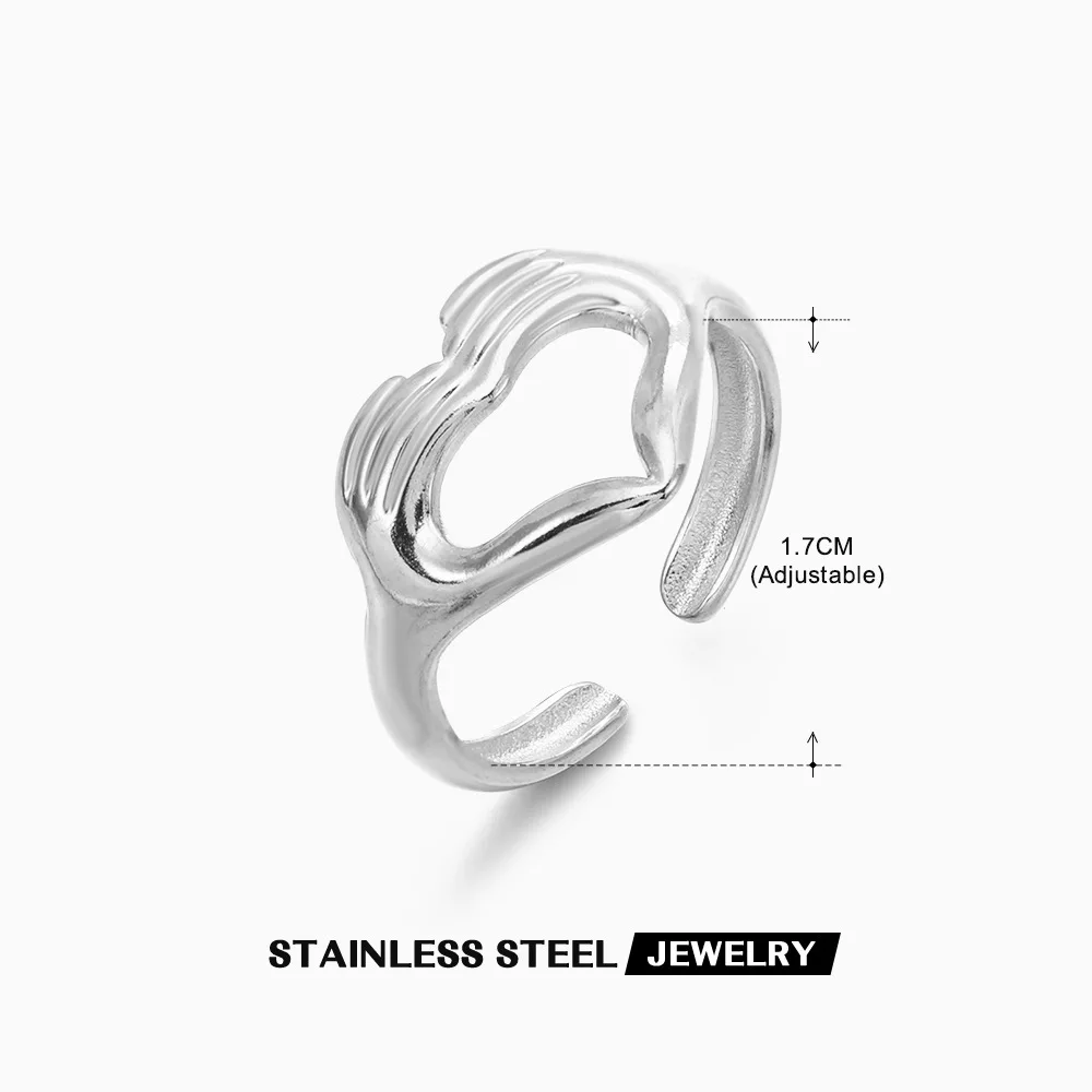 Irregular Line Open Ring Gold Plated Titanium Steel Adjustable Ring for Women Abstract Geometric Dainty Stackable Jewelry