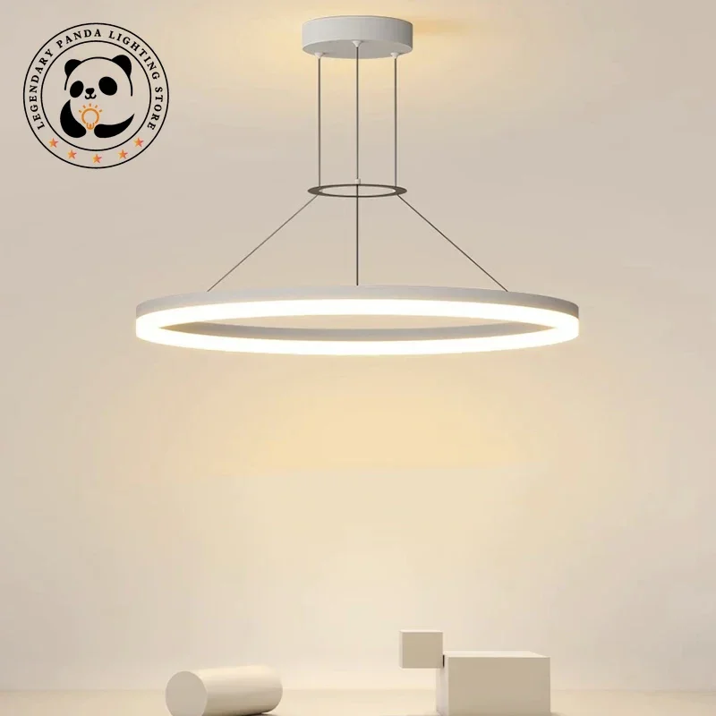 Nordic Minimalist Pendant Lights Metallic Luster Ring Lamp Fixtures Restaurant Bedroom Bar Foyer Indoor Decor Ceiling Chandelier