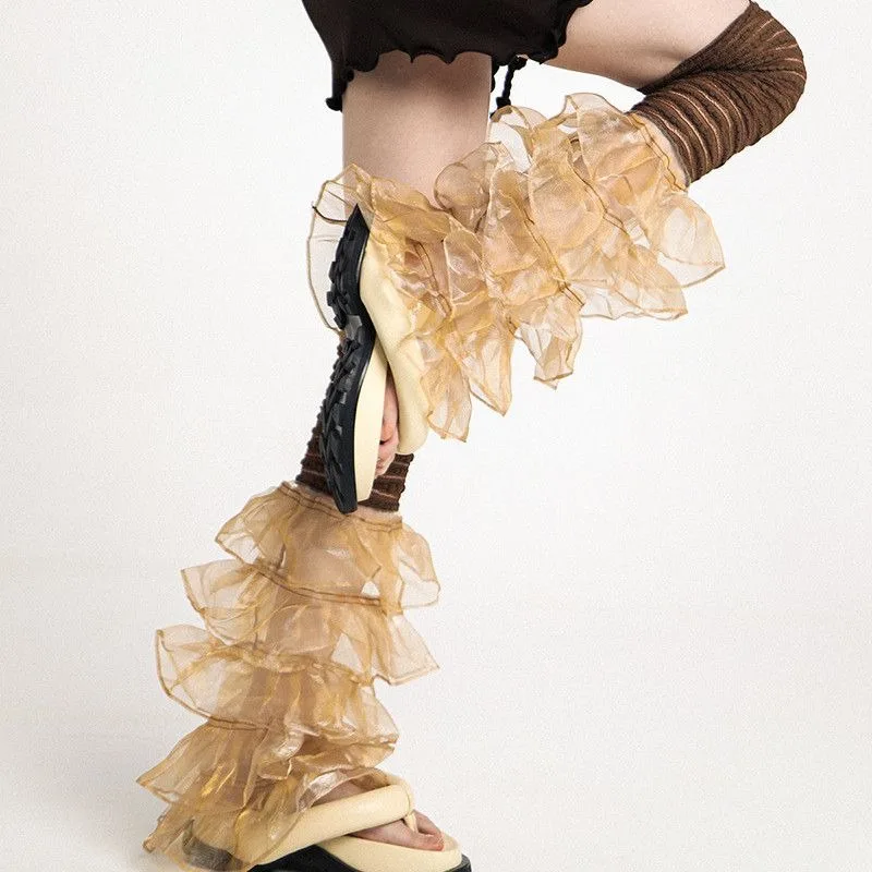 Calzini in pile di torta per ragazze dolci e freddi viola neri per le donne Calzini anime con coprigambe al ginocchio Lolita estivi