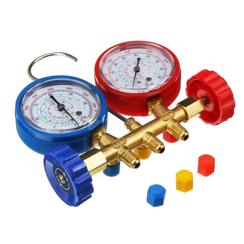 R134A 3 Way AC Diagnostic Manifold Gauge Set for Freon Charging for R134a/R22/R12/R404A refrigerant Refrigeration Manifold Gauge