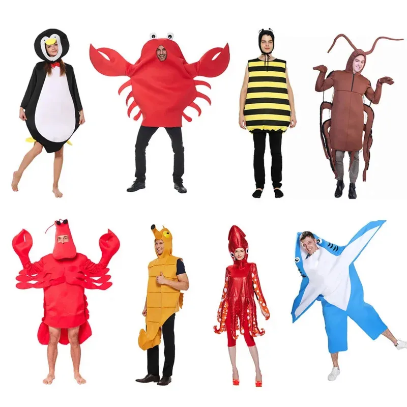 أزياء رينيتشو الجديدة لعام 2025 للهالوين للبالغين أزياء حيوانات مضحكة على شكل قرش حبار النحل أزياء تنكرية لحفلات الكرنفال بوريم دري ☆ ☆ ☆ أأ