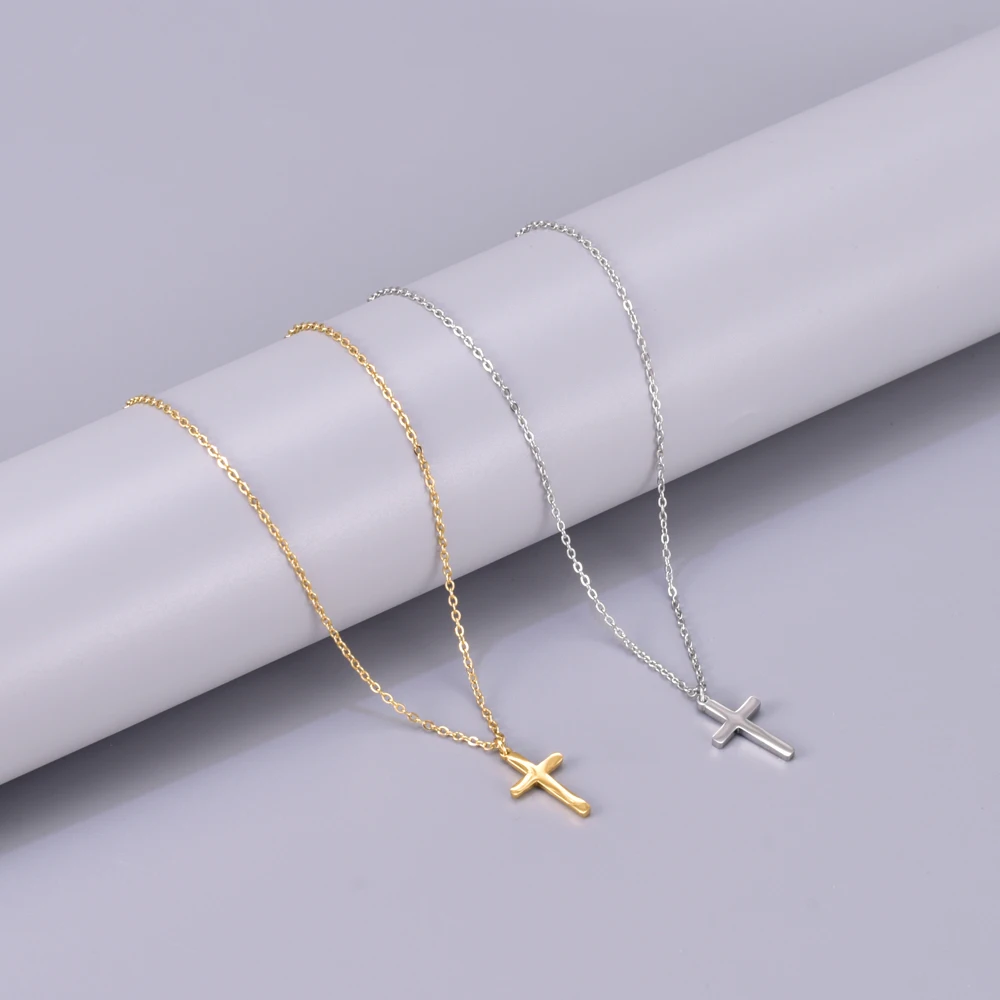 L52 Wholesale Cross-border Amazon stainless steel material gold simple cross pendant necklace