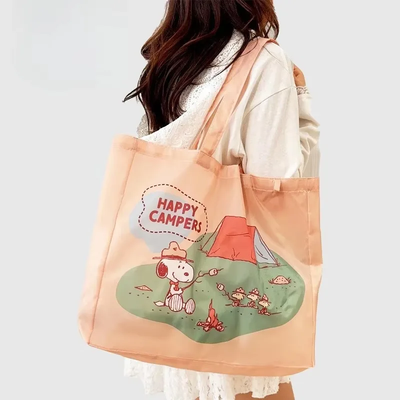 YOUMA I Snoopy Shoulder Backpack Kawaii Snoopy Camping Series Eco Friendly Shopping Bag Cute Cartoon Large Capacity Storage Bag