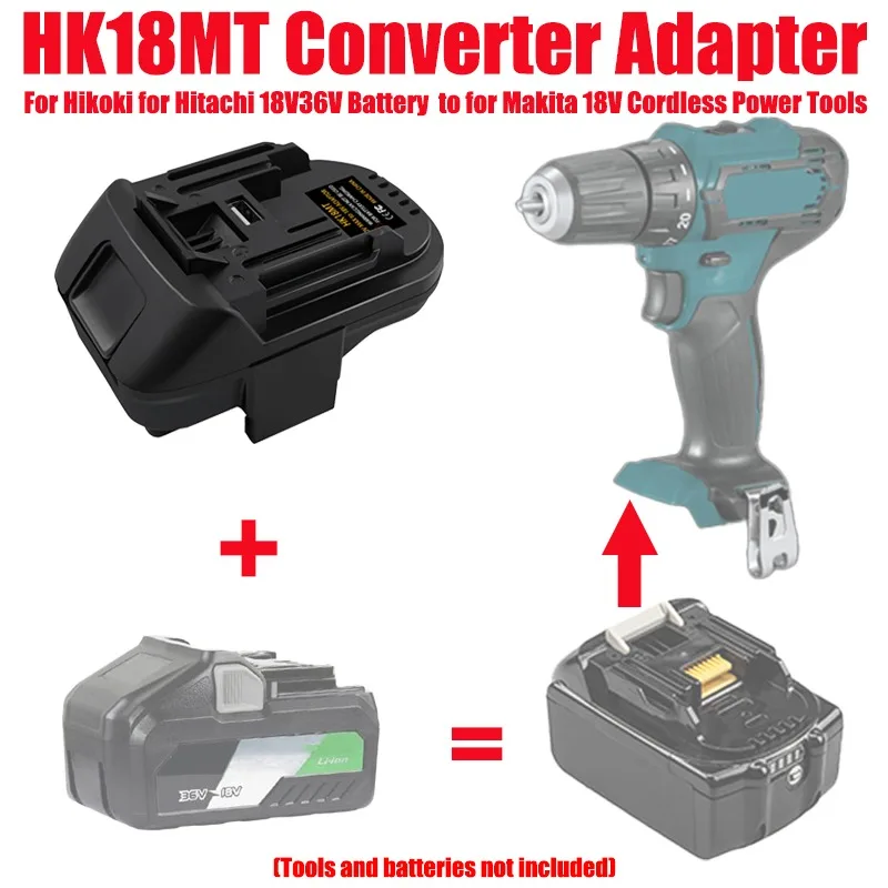 ALASICKA Battery Adapter HK18MT for Hitachi 18V/36V HIKOKI Battery Convert To for Makita 18V Battery,Work for Makita 18V Tools