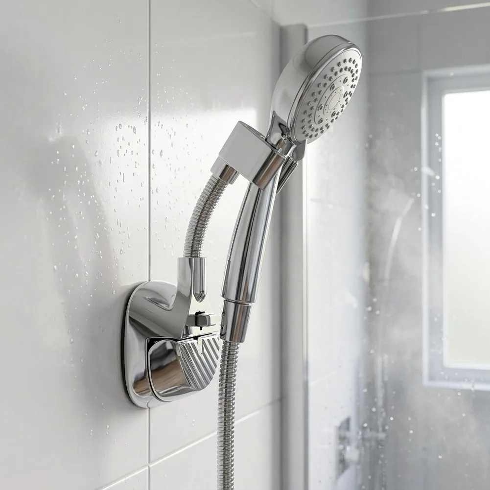 Adjustable Angle Shower Holder with Locking Mechanism and Dual Suction Cups for Stable Placement in Wet Environments