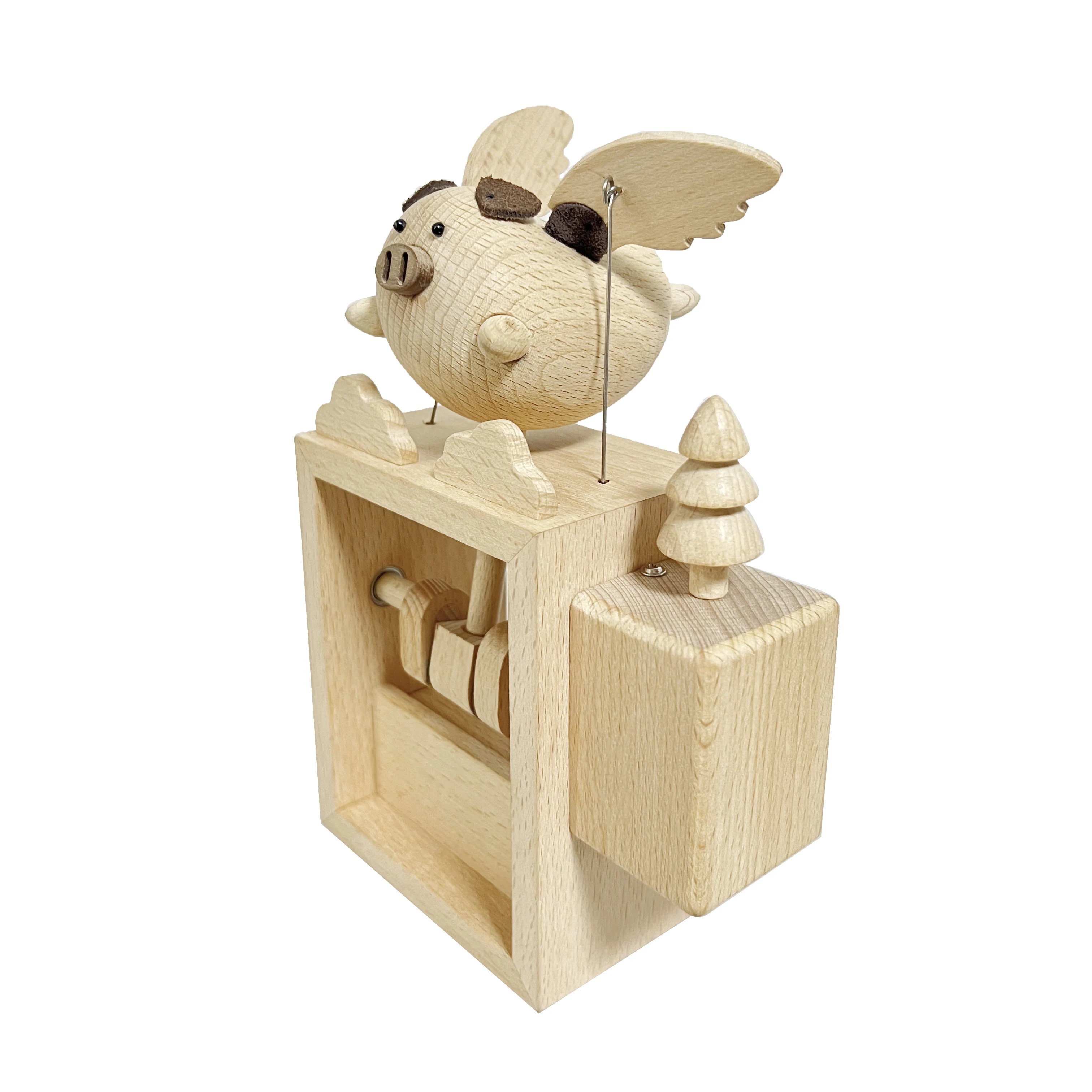 14x20 Magnets Hand-Made Natural Beechwood Pig Toy Kids Gifts Desktop Stress Relief Relaxation Wooden Decoration Dropshipping DDP