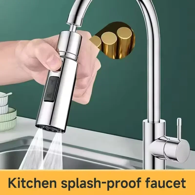 

Universal Faucet3 Modes Anti-Splash Shower Sprayer Kitchen Filter Faucet Extender Metal Alloy Head Water Saver Home