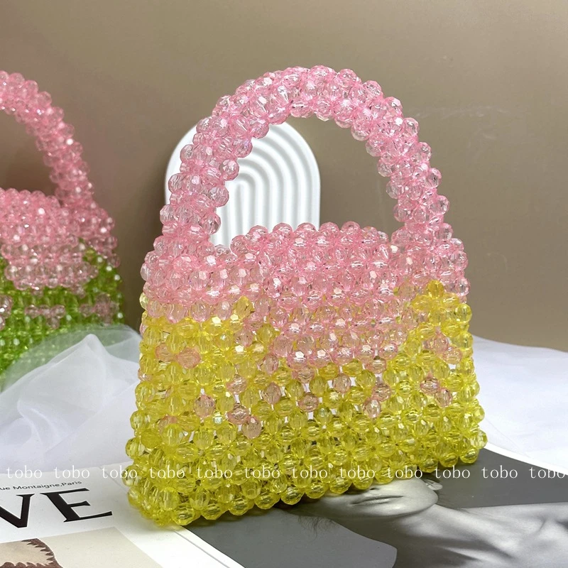 2024 borse per perline di colore misto borsa a tracolla con perline fatta a mano di colore a contrasto personalizzata borsa da festa da donna