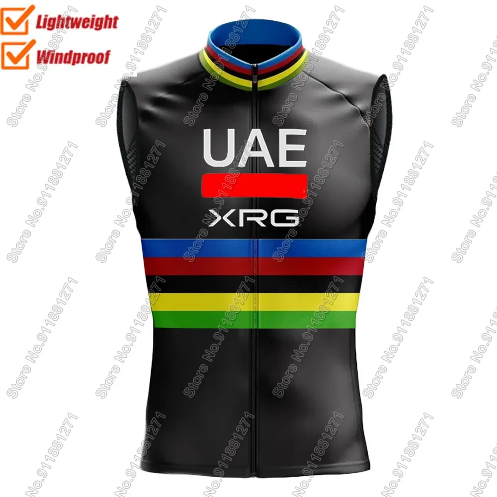 Team UAE World Champion Wind Vest 2025 Cycling Jersey Sleeveless Windproof Lightweight Wind Vest MTB Ropa Maillot