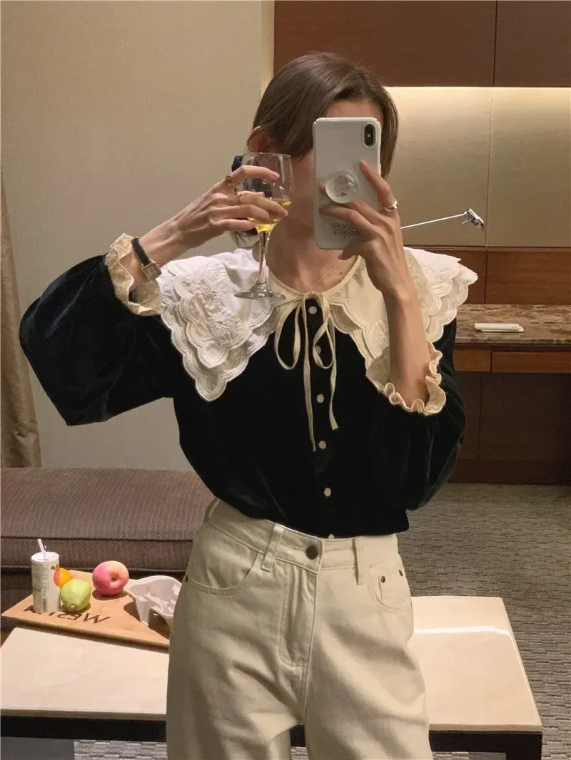 Autumn Women Blouse Spring Shirt Female Woman Blouse Maxi Blusas Chiffon Casual Elegant Vintage Long Sleeve Oversize Loose White