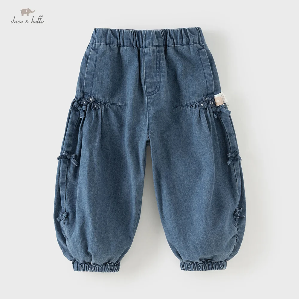 

Dave Bella, детские джинсовые брюки, осенне-весенние повседневные брюки для девочек, модная ковбойская верхняя одежда из чистого хлопка, детская одежда DB1260451