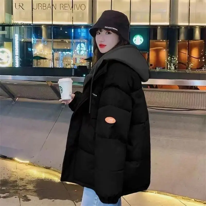 Thicken Warm Coat Pocket Loose Casual Parkas Overcoat Korean Winter Parka Women Puffer Jacket Hooded Cotton-Padded