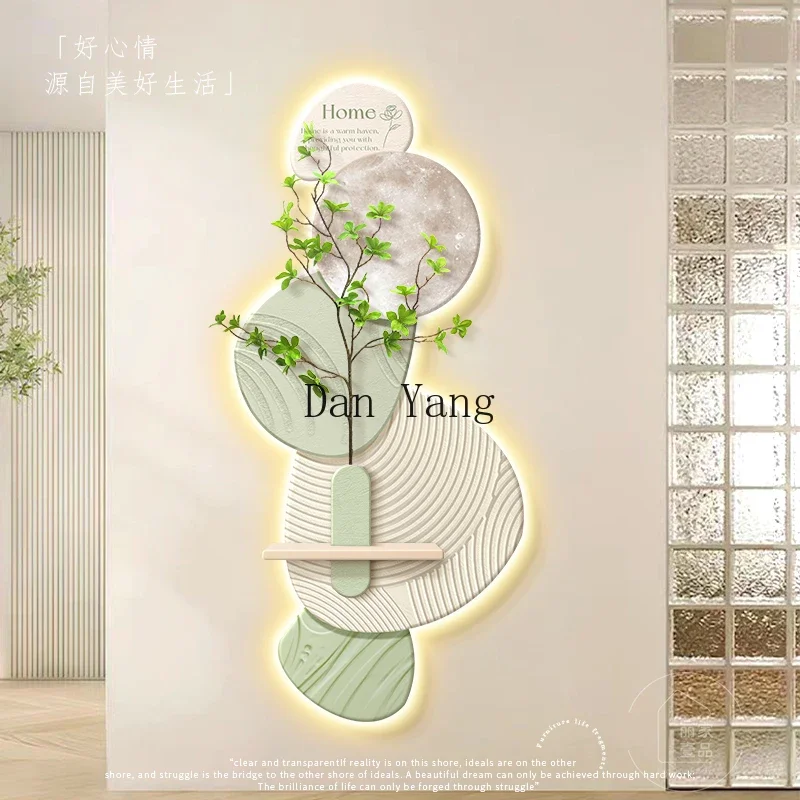 

yj cream wind entry entrance decorative painting creative corridor end wall lamp painting three-dimensional texture living room