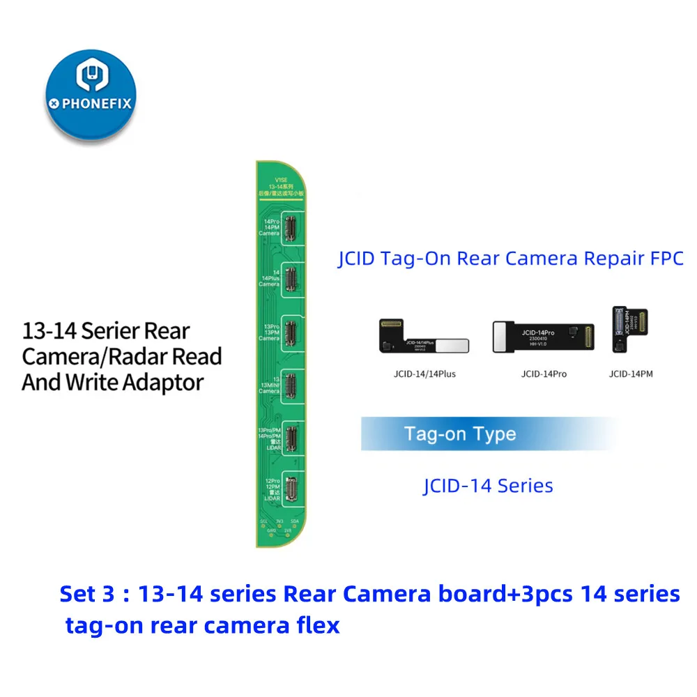 JCID Tag-On Camera Non-Removal Repair FPC Flex para iPhone 12-14 Pro Max Cabo de reparo da câmera sem solda problemas pop-up Corrigir