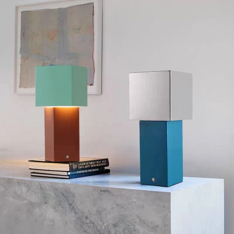 Blue Chrome Green Brown Metal Table Light Dimmable