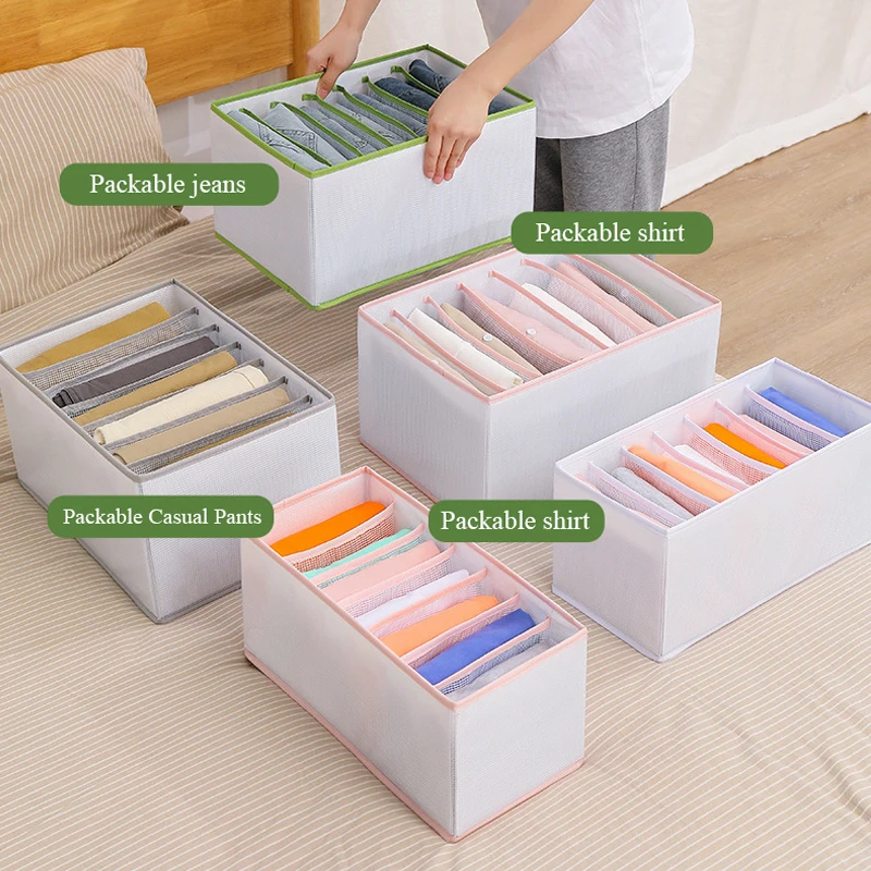 7 grids Pants organizer Clothes organizer in cabinets Dormitory closet Drawer Organizer T-shirts jeans organizer for wardrobe