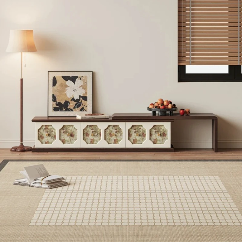 

Retro pattern solid wood TV cabinet, small apartment living room home locker