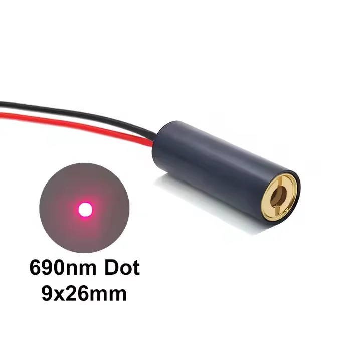 690nm 35mw Red Dot Laser Module 9x26mm Industrial Glass Lens Internal Focus Laser Diode Module