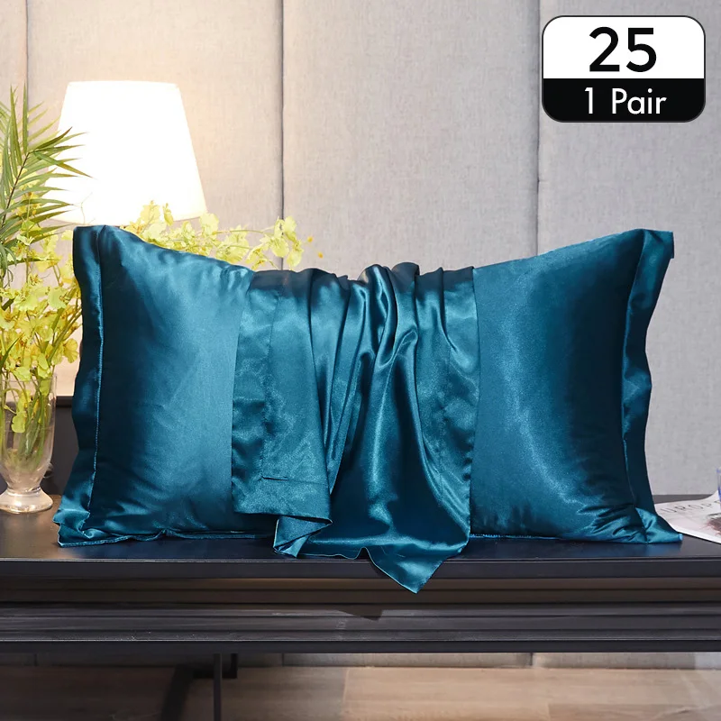 1 Pasang Sarung Bantal Satin Murbei Alami Anti-kerut Ekstra Lembut Sarung Bantal Ramah Kulit Sutra Asli Melindungi Rambut Sarung Bantal