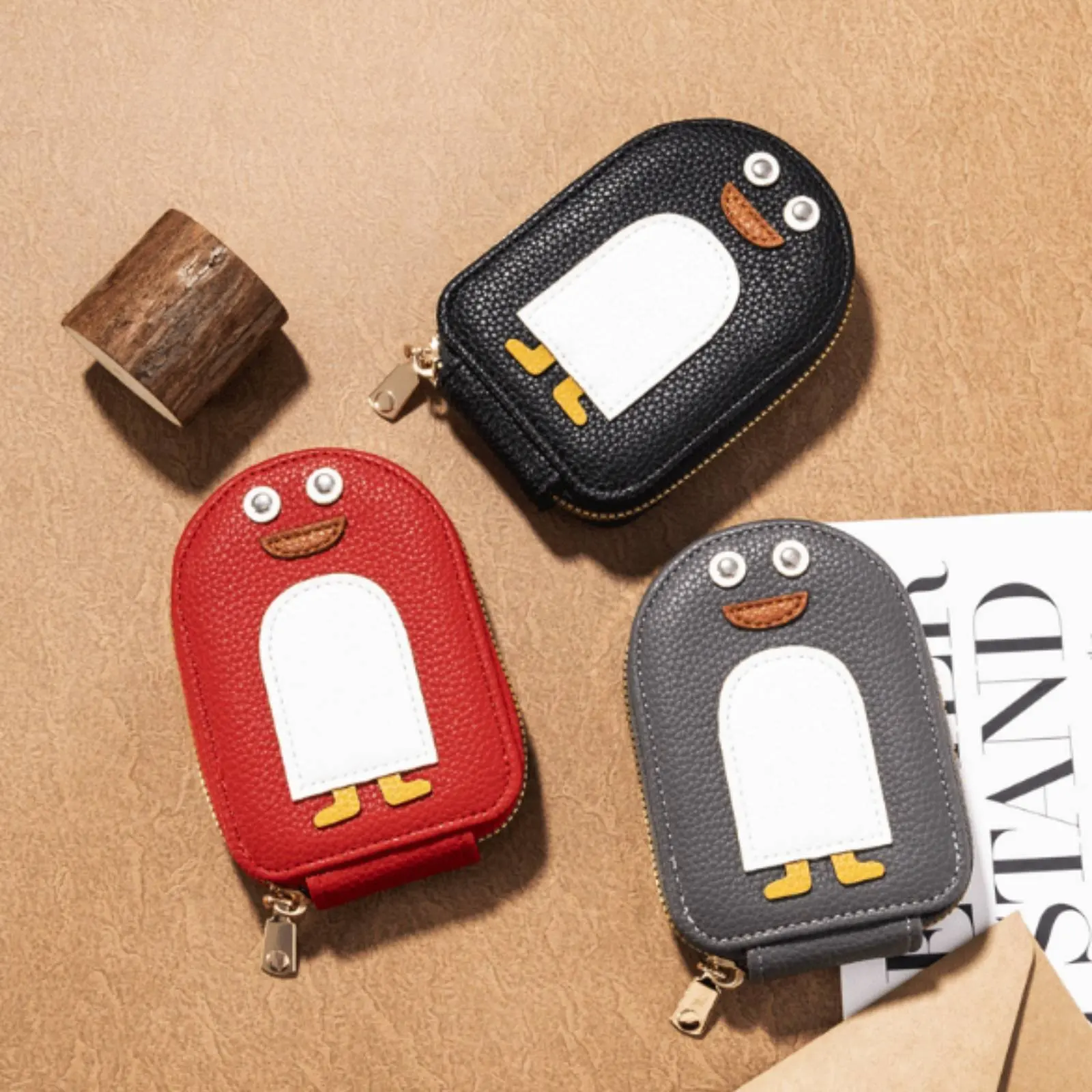 Penguin Card Wallet Small Size Accordion Design Coin Purse Individual Accessory for Girls