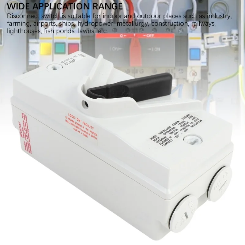 Interruptor de desconexión de Motor cerrado 63A, 2 polos, IP66, resistente al agua, Industrial, para exteriores, caja de interruptor resistente para barco generador