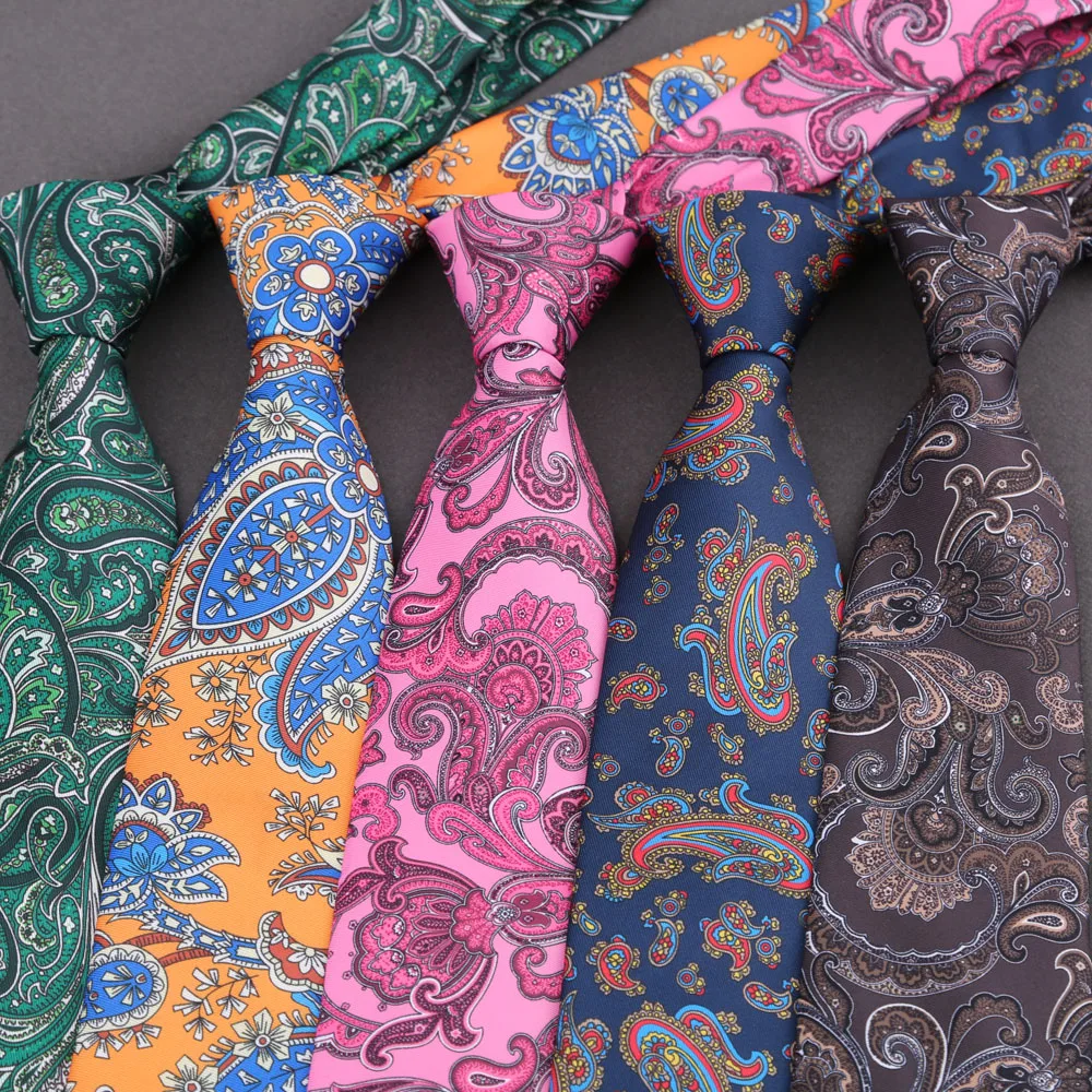 Men's Super Soft Silk Touch Ties Floral Paisley 8cm Necktie For Men Wedding Business Gravata Novelty Printing Neck Ties