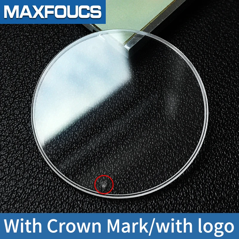 Sapphire Crystal Glass With Logo For OYSTER PERPETUAL 26-41 Case 67183 67230 124300 Flat Bottom With Slot Anti-scratch image 4
