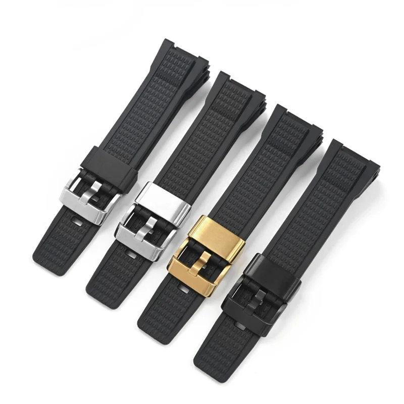 Black Resin Watchband Strap for Casio G-SHOCK MTG-B3000 Gold Stainless Steel Buckle Men Sport Waterproof Rubber Replace Band