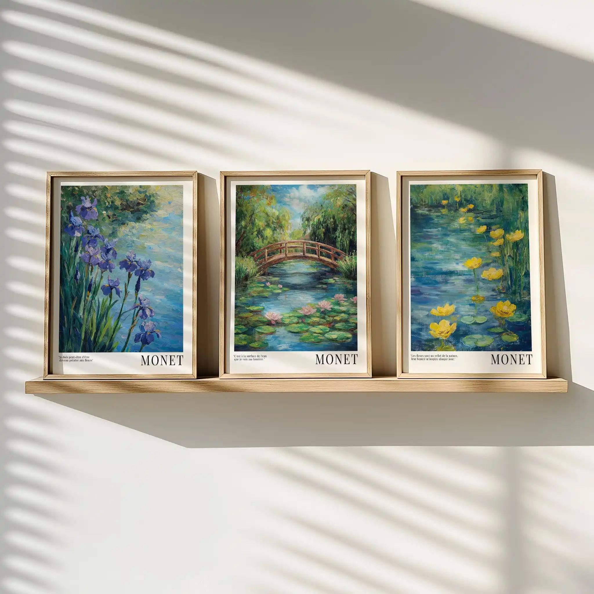 Conjunto de impresiones de lirios de agua de Monet, arte de pared Floral impresionista, decoración para sala de estar, pintura al óleo de paisaje, lienzo impreso, póster, regalo