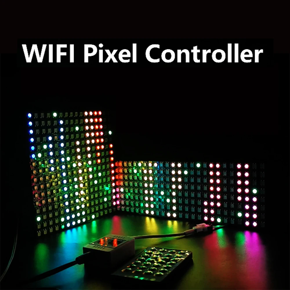 WiFi Pixel Music Magic LED Controller, Painel de luz de tira, Anel endereçável individualmente, 3Pin, 5050 RGB, DC12-24V, 28 Chaves, Saída dupla