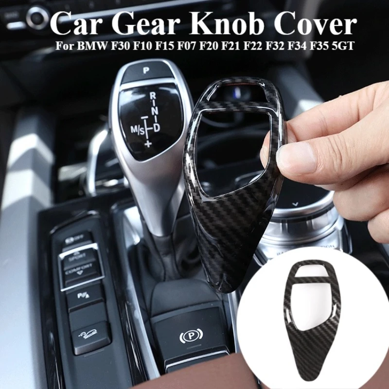 

For BMW F30 F10 F15 F07 F20 F21 F22 F32 F34 F35 5GT Car Carbon Fiber ABS Gear Shift Panel Frame Gear Knob Cover Head Trim