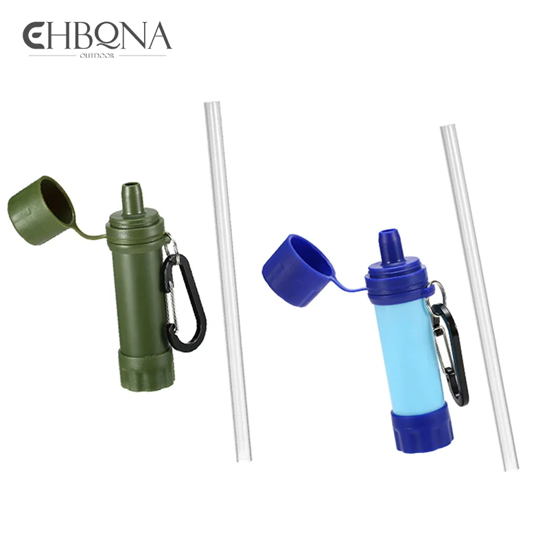 Purificador de filtración de agua potable para exteriores, Pajita de supervivencia portátil, filtro de agua, suministros de viaje y acampada