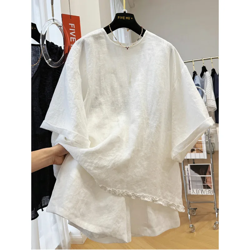 

Lazy Style Linen Two-piece Set, Summer Elegant Matching Top & Shorts Outfit for Women