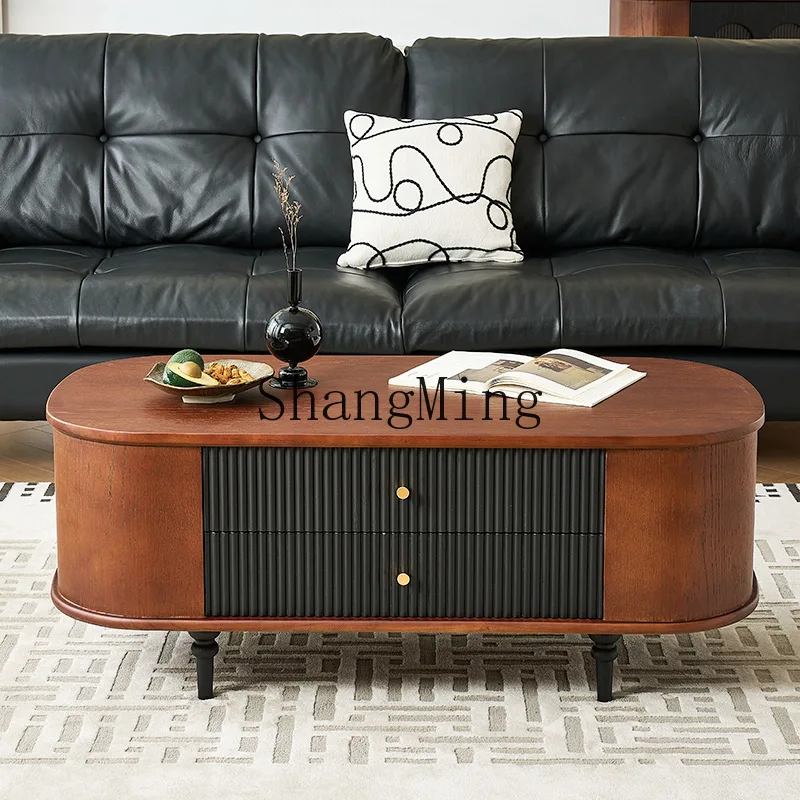 

FG antique coffee table TV cabinet combination retro living room tea storage locker