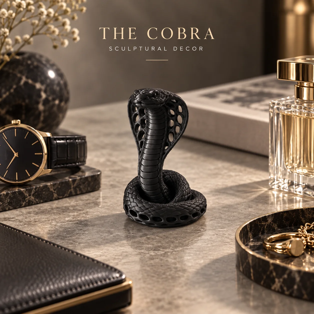 Creative Cobra-Shaped Desktop Ornament with 3D Biomimetic Texture, Available in Black, White, Red, and Multiple Colors, Suitable for Home Decor in Living Room, Study, Entryway, Office Desk Display, Personalized Artisti