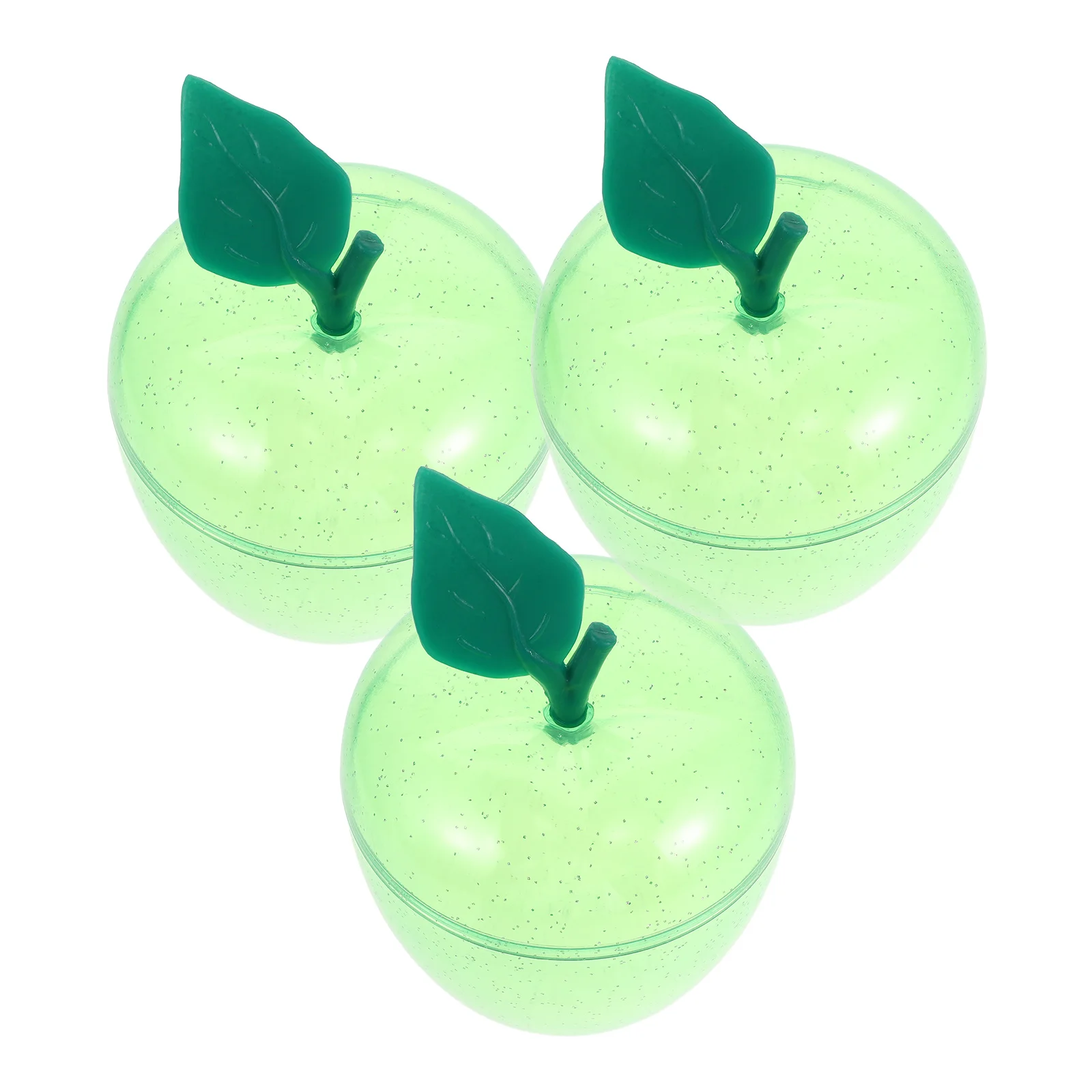 

3pcs Apple-Shaped Gift Box Xmas Plastic Candy Jars Transparent Snack Storage Containers with Lids for Tea Dried Fruit Party