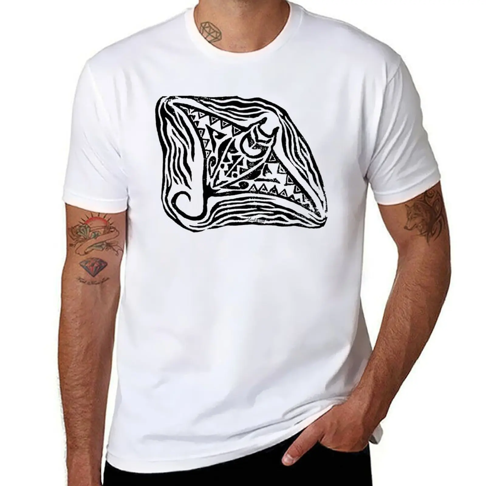 

Manta Ray Block Print T-Shirt t shirts for man graphic vintage t shirt men 100% cotton luxury brand T-Shirt